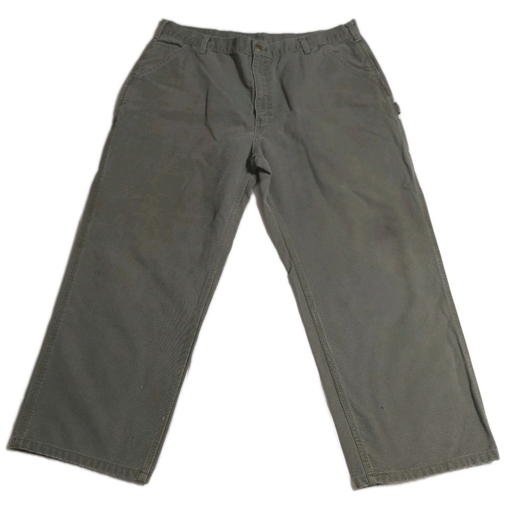 Carhartt Work Pants Mens 40x28 Moss Green Carpenter‎ Distressed Faded Workwear